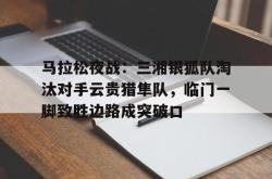 关于马拉松夜战：三湘银狐队淘汰对手云贵猎隼队，临门一脚致胜边路成突破口的信息-九游会在线入口